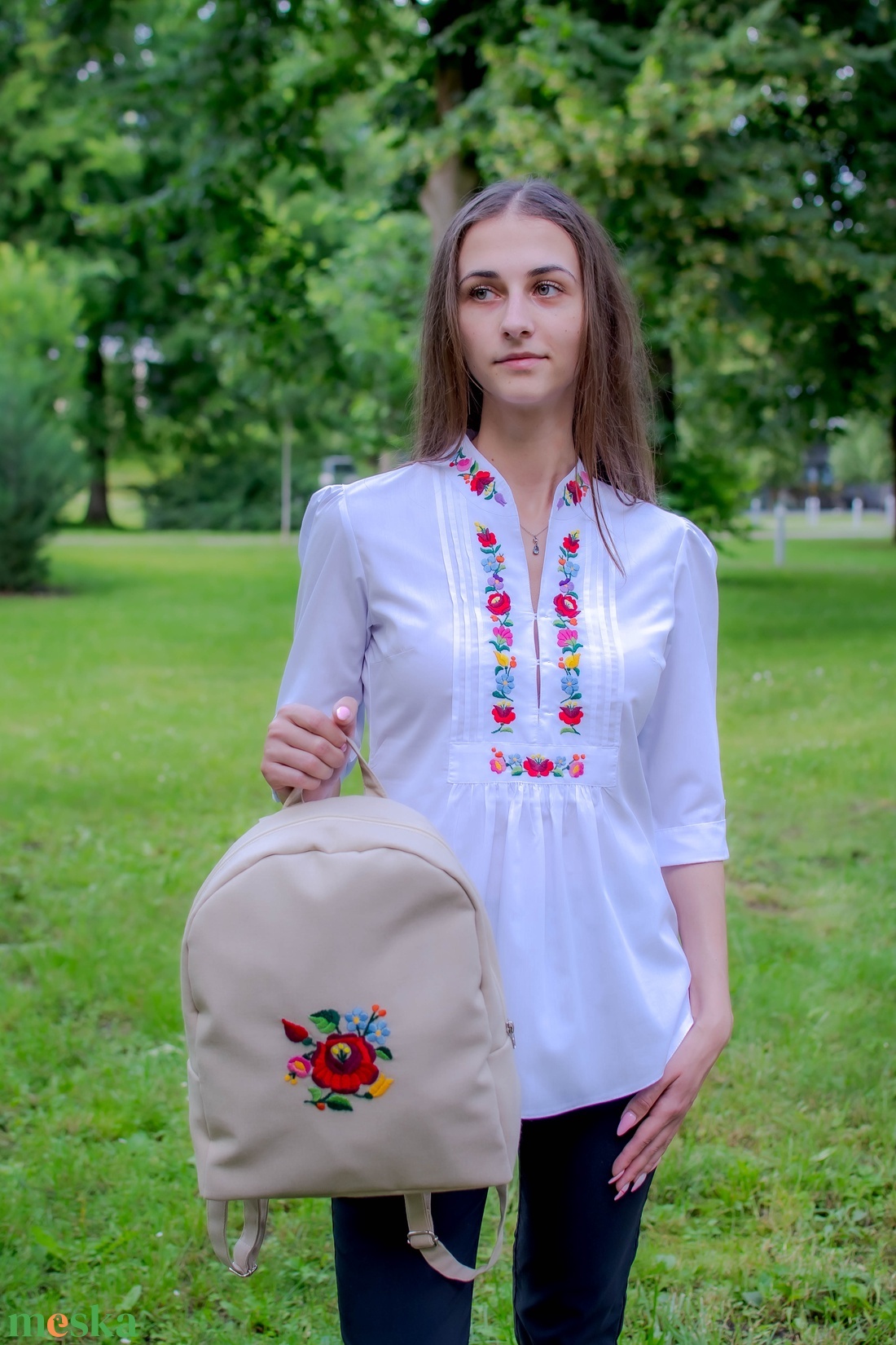 Kalocsai blúz, kézzel hímzett. - ruha & divat - női ruha - blúz - Meska.hu
