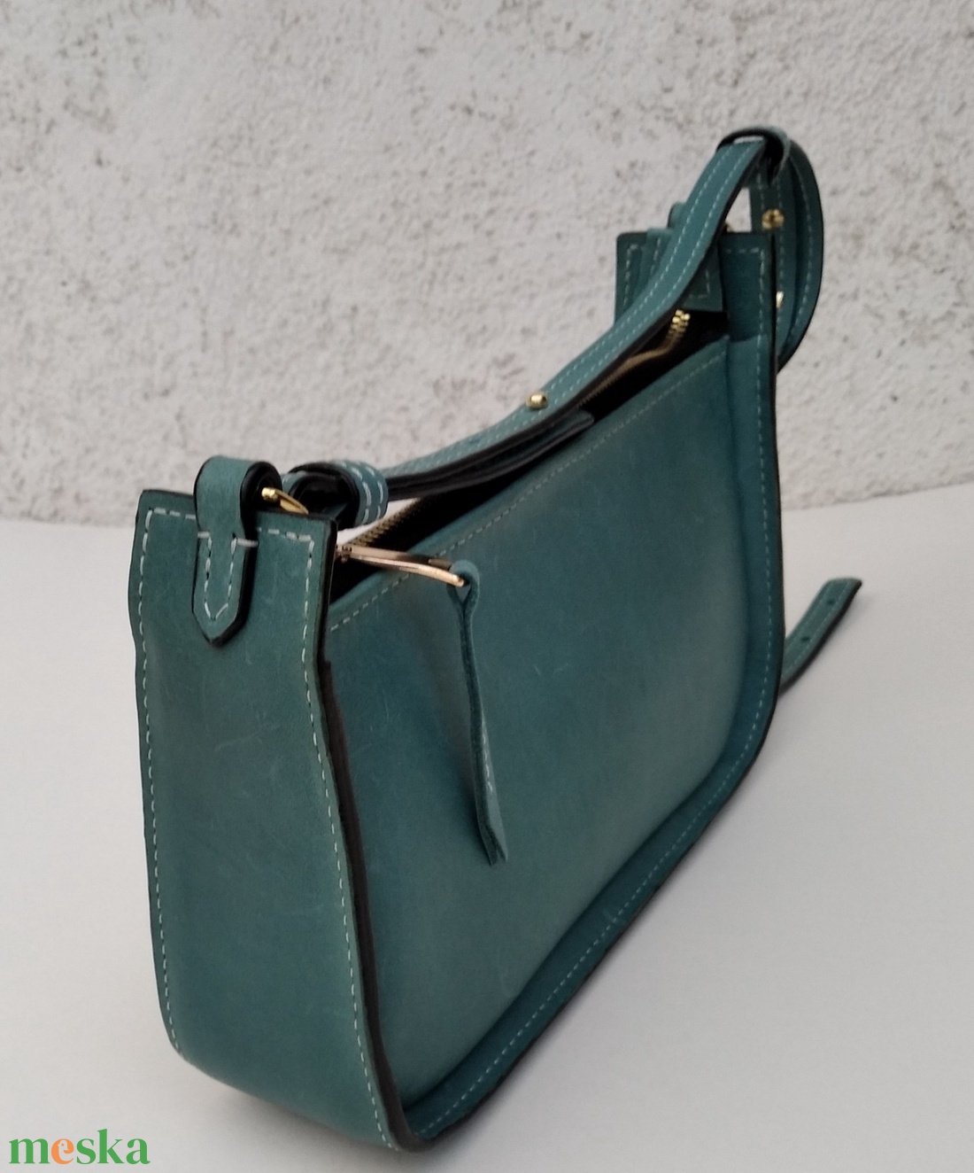 Petra türkíz zöld bagett bag - táska & tok - kézitáska & válltáska - alkalmi táska - Meska.hu