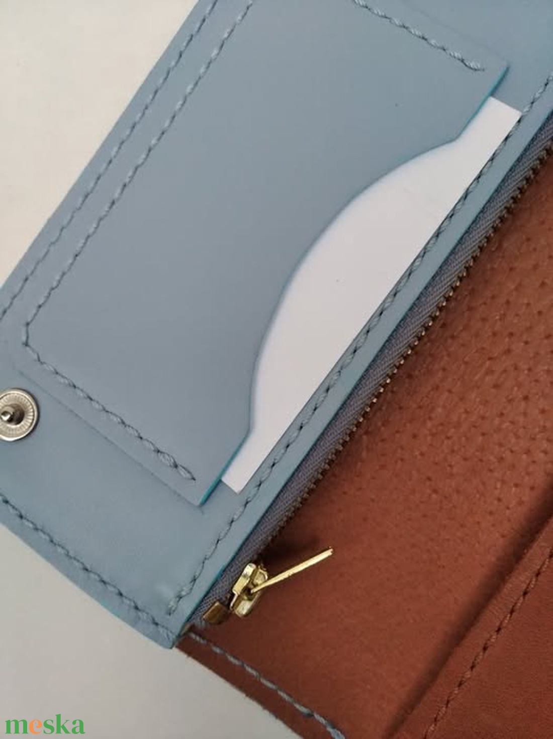 Bianka égkék marhabőr pénztárca - táska & tok - pénztárca & más tok - aprópénztartó - Meska.hu