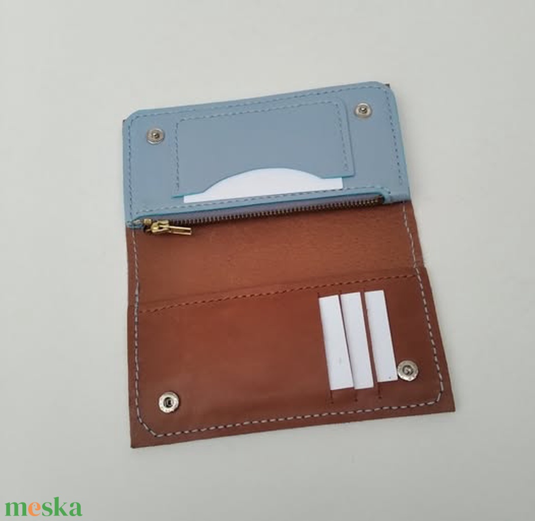 Bianka égkék marhabőr pénztárca - táska & tok - pénztárca & más tok - aprópénztartó - Meska.hu