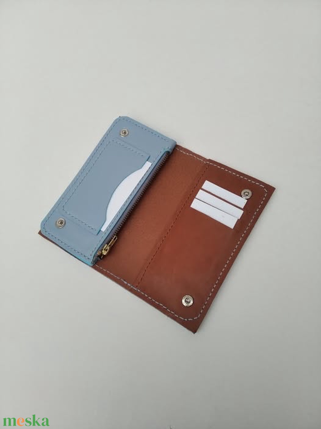 Bianka égkék marhabőr pénztárca - táska & tok - pénztárca & más tok - aprópénztartó - Meska.hu