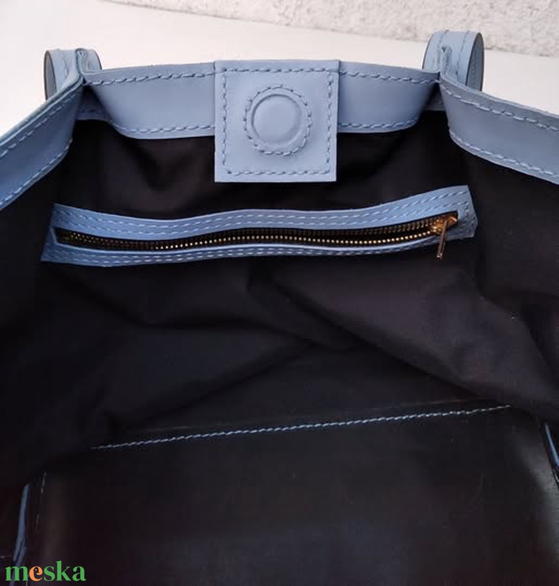 Bianka égkék marhabőr válltáska - táska & tok - kézitáska & válltáska - nagy pakolós táska - Meska.hu