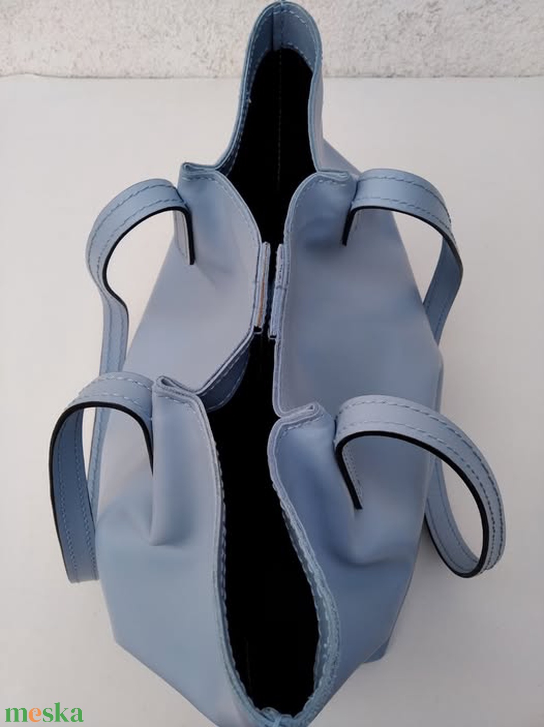 Bianka égkék marhabőr válltáska - táska & tok - kézitáska & válltáska - nagy pakolós táska - Meska.hu