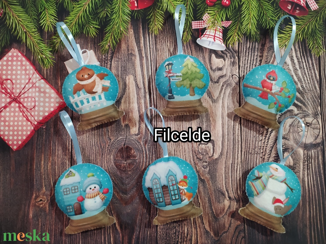 Karácsonyi filc hógömbök - karácsony - karácsonyi lakásdekoráció - karácsonyfadíszek - Meska.hu