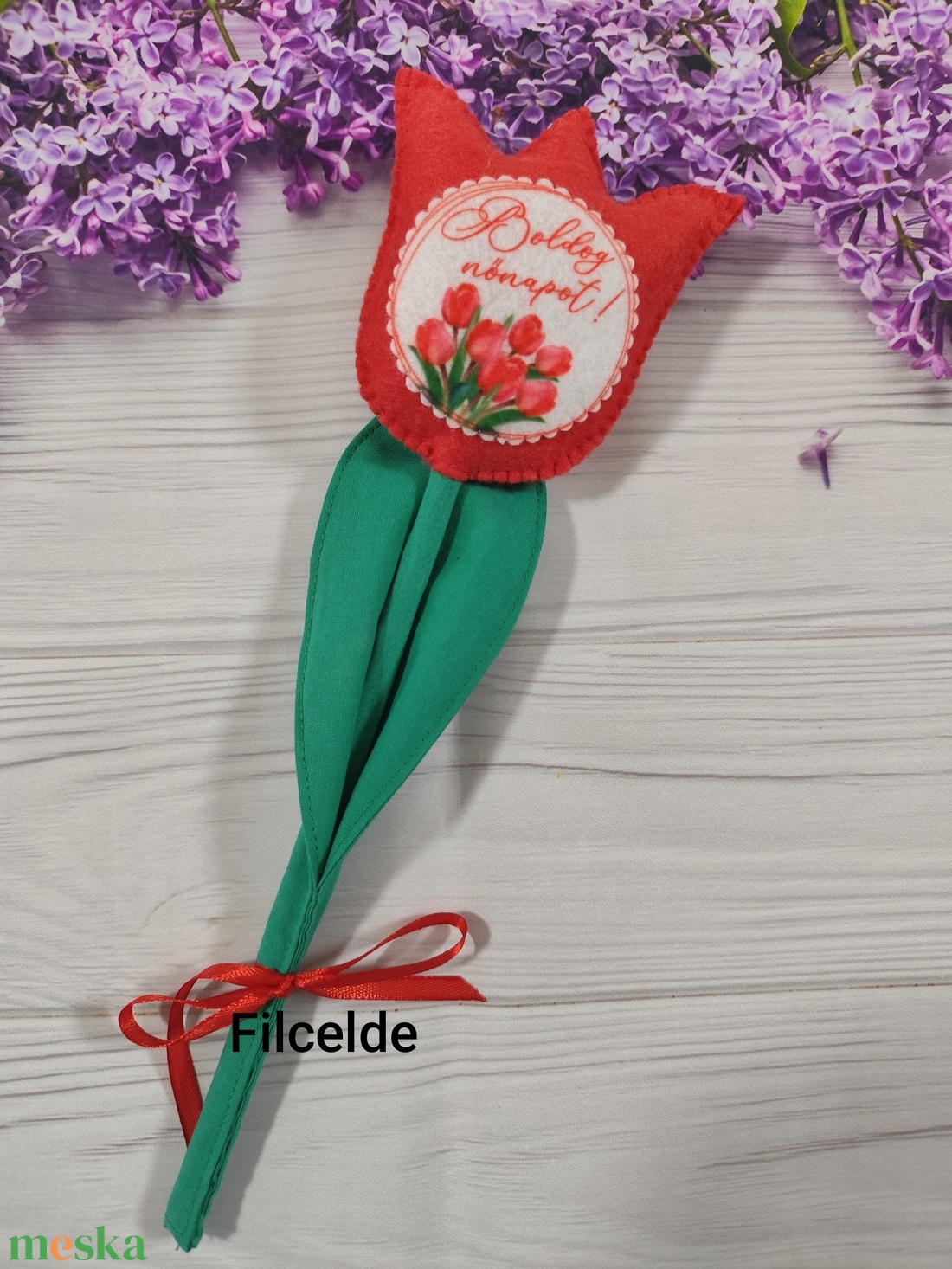 Nőnapi filc tulipán - otthon & életmód - virágdekoráció - virágok - szálas virág - Meska.hu
