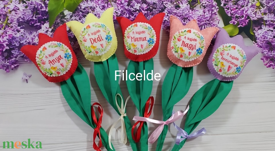 Anyák napi filc tulipán  - otthon & életmód - dekoráció - asztal és polc dekoráció - asztaldísz - Meska.hu