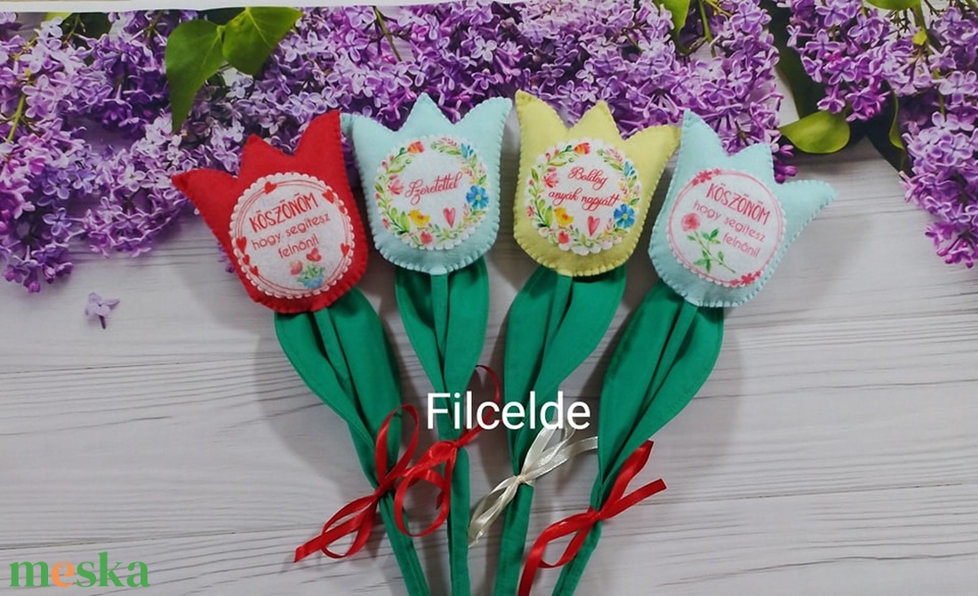 Anyák napi filc tulipán  - otthon & életmód - dekoráció - asztal és polc dekoráció - asztaldísz - Meska.hu