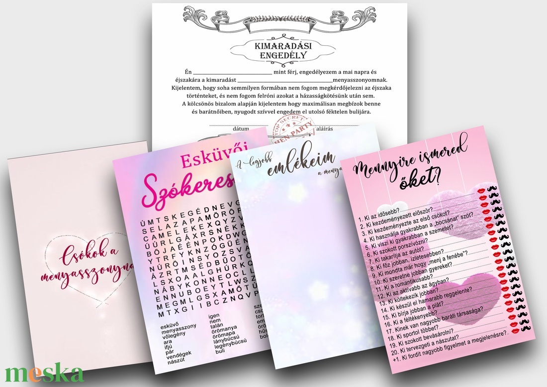 Lánybúcsús kártyák (nyomtatható termék) - művészet - grafika & illusztráció - digitális - Meska.hu