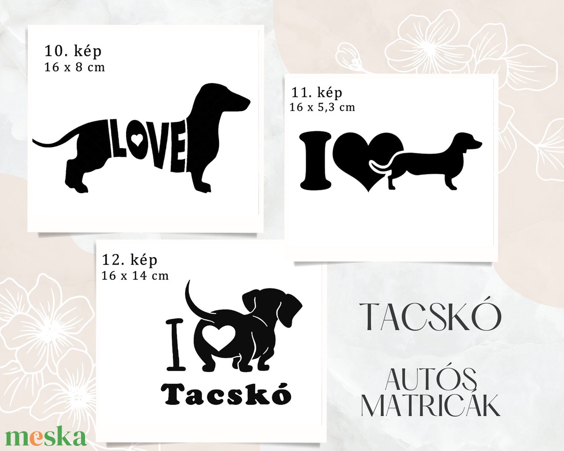 Tacskós autós matricák 10-12 - művészet - grafika & illusztráció - digitális - Meska.hu