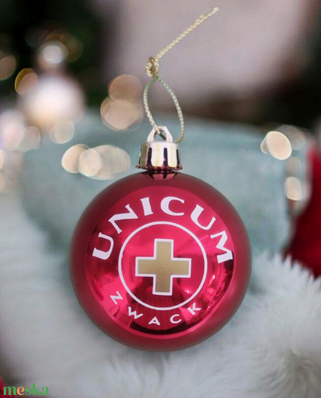 Karácsonyi gömb fenyődísz (piros unicum) - karácsony - karácsonyi lakásdekoráció - karácsonyfadíszek - Meska.hu