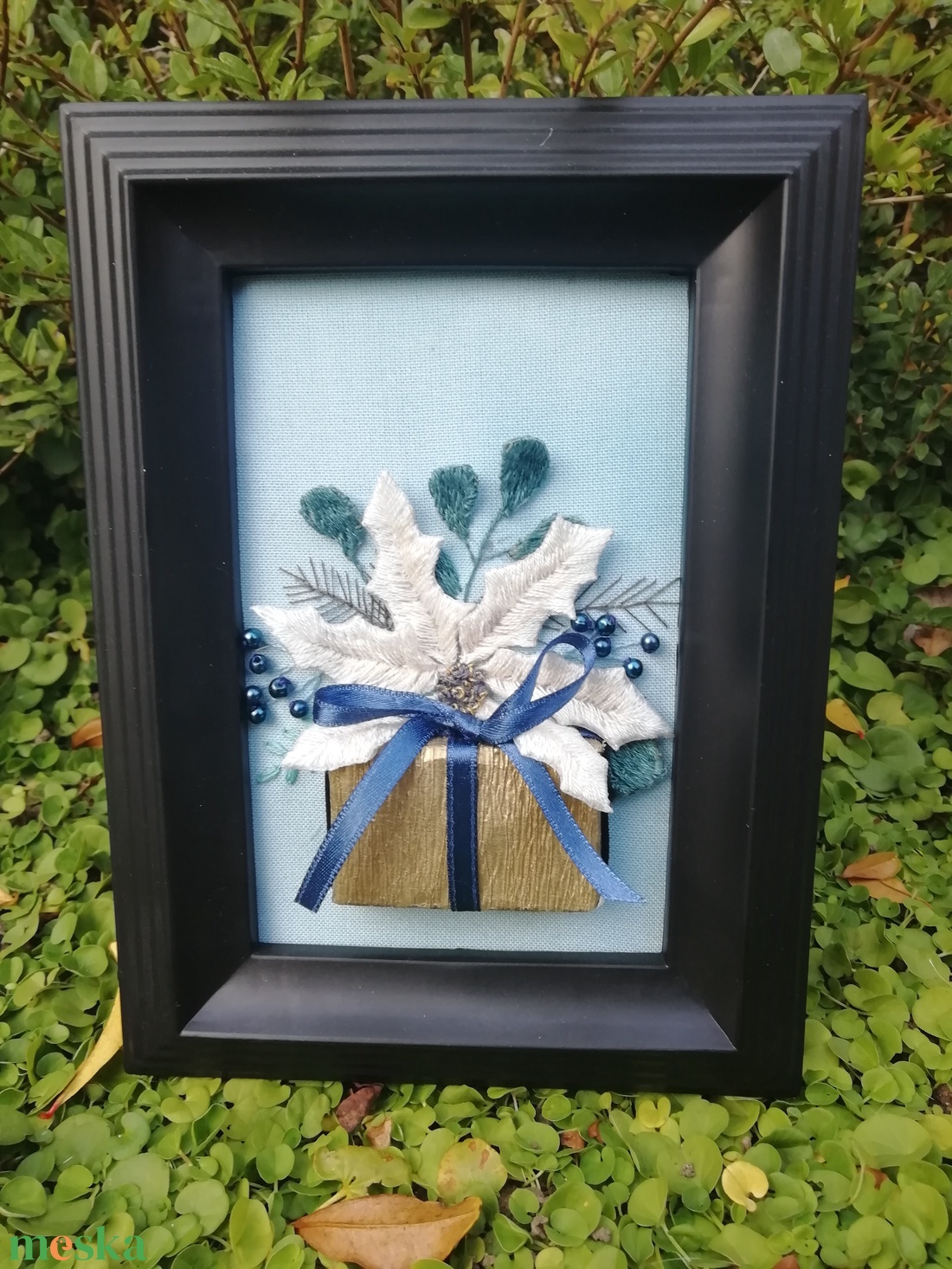 Különleges hímzett kép - karácsony - karácsonyi lakásdekoráció - karácsonyi lakásdíszek - Meska.hu