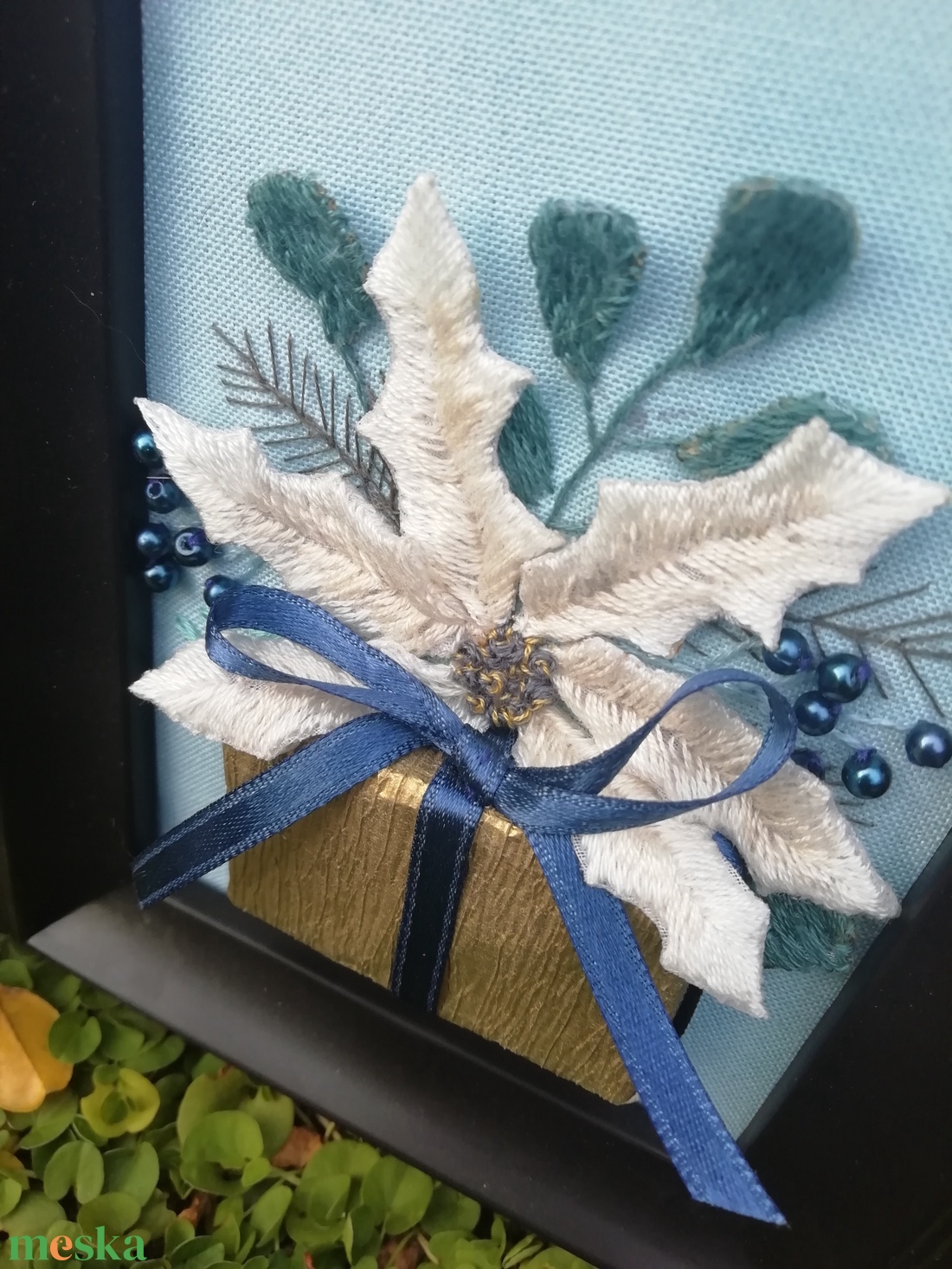 Különleges hímzett kép - karácsony - karácsonyi lakásdekoráció - karácsonyi lakásdíszek - Meska.hu