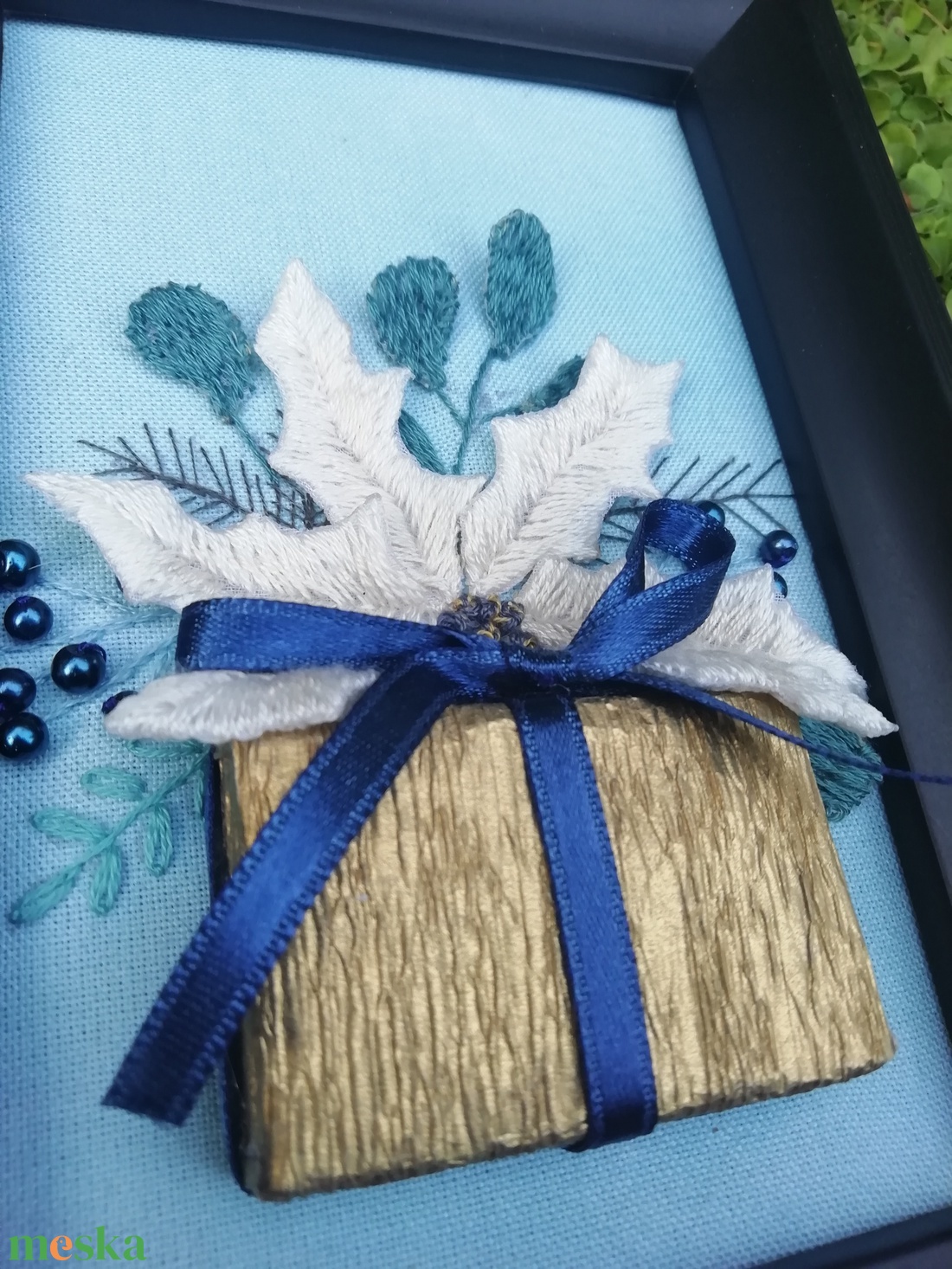 Különleges hímzett kép - karácsony - karácsonyi lakásdekoráció - karácsonyi lakásdíszek - Meska.hu