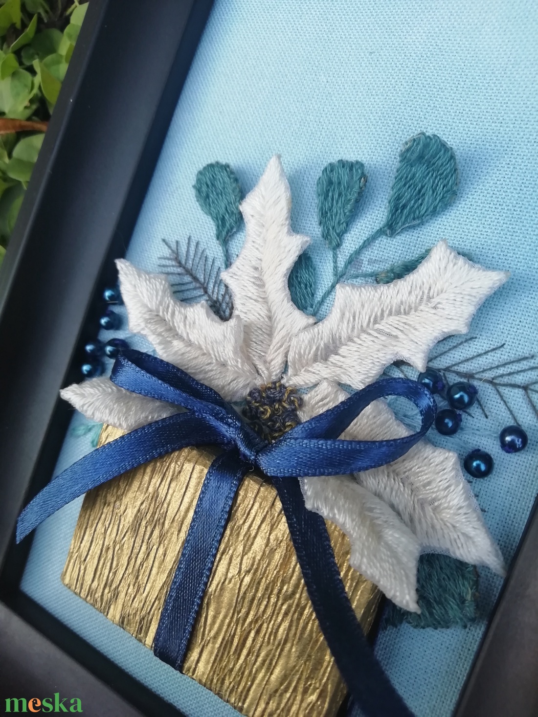 Különleges hímzett kép - karácsony - karácsonyi lakásdekoráció - karácsonyi lakásdíszek - Meska.hu