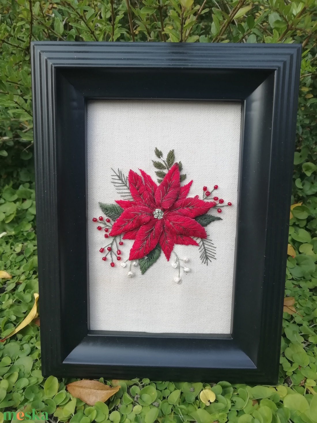 Különleges hímzett kép - karácsony - karácsonyi lakásdekoráció - karácsonyi lakásdíszek - Meska.hu