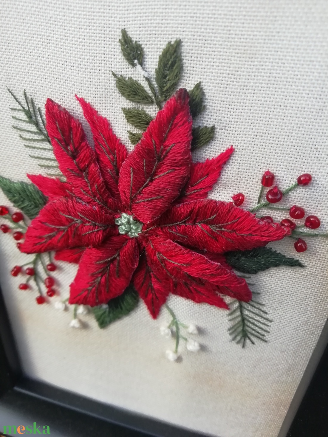 Különleges hímzett kép - karácsony - karácsonyi lakásdekoráció - karácsonyi lakásdíszek - Meska.hu