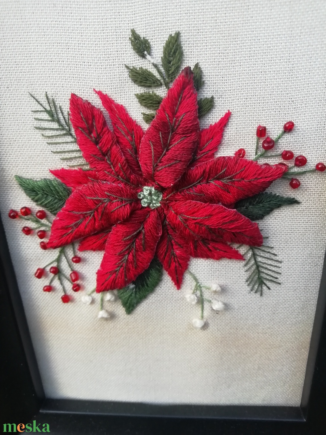 Különleges hímzett kép - karácsony - karácsonyi lakásdekoráció - karácsonyi lakásdíszek - Meska.hu