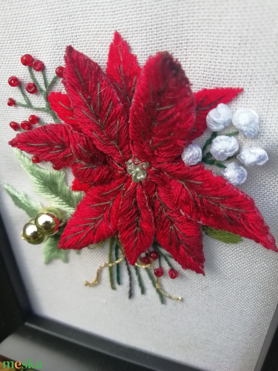 Különleges hímzett kép - karácsony - karácsonyi lakásdekoráció - karácsonyi lakásdíszek - Meska.hu