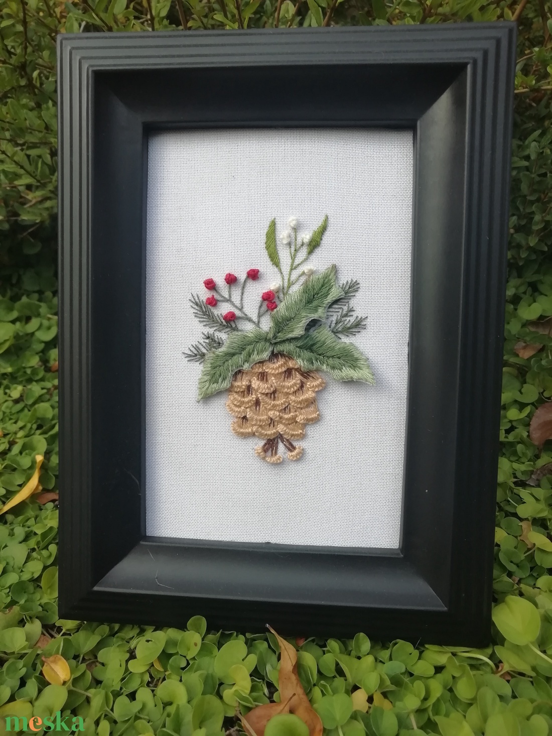 Különleges hímzett kép - karácsony - karácsonyi lakásdekoráció - karácsonyi lakásdíszek - Meska.hu