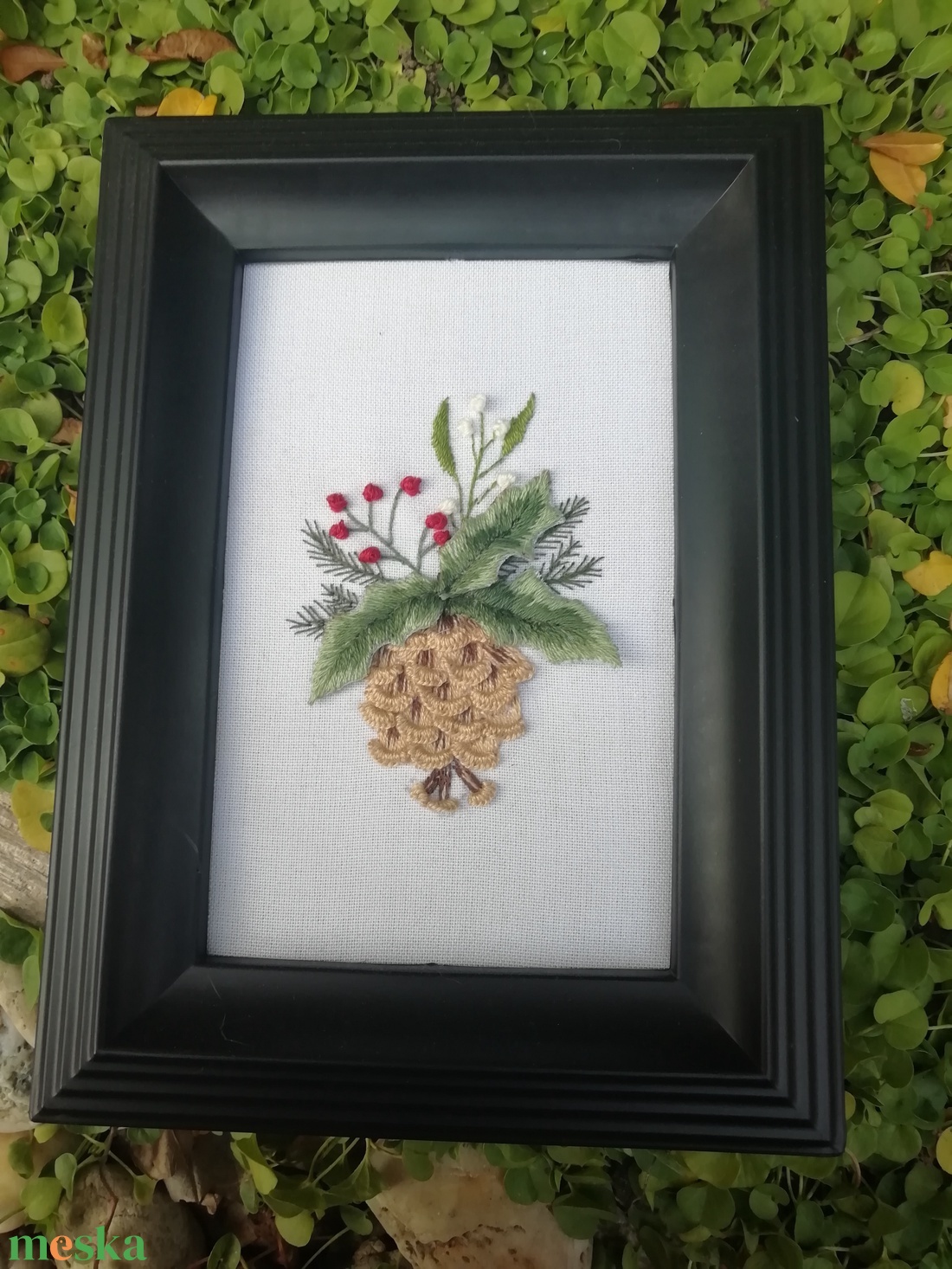 Különleges hímzett kép - karácsony - karácsonyi lakásdekoráció - karácsonyi lakásdíszek - Meska.hu