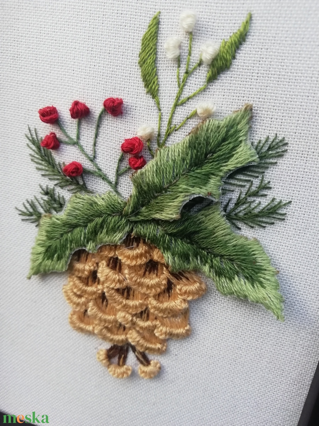 Különleges hímzett kép - karácsony - karácsonyi lakásdekoráció - karácsonyi lakásdíszek - Meska.hu