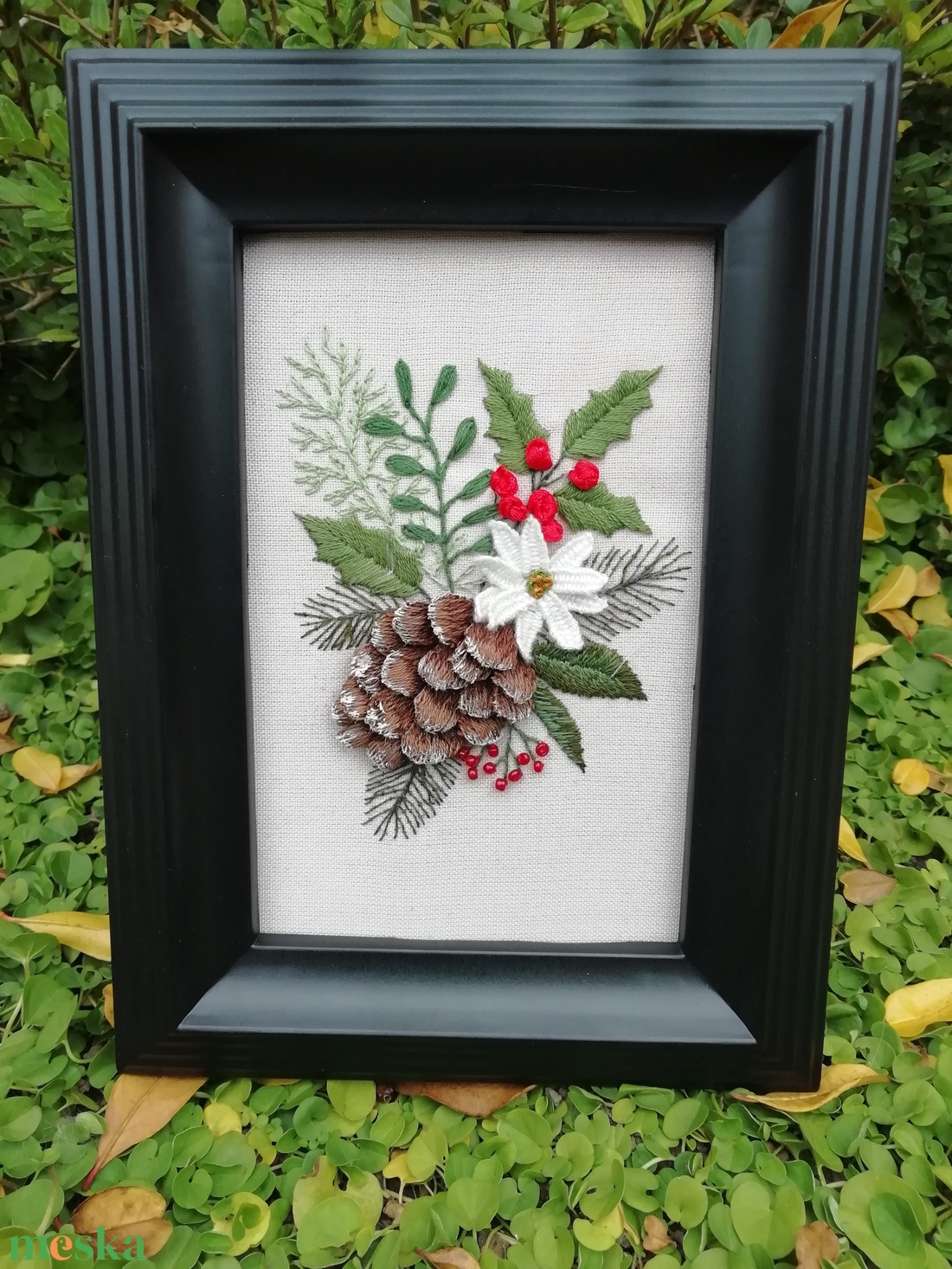 Különleges hímzett kép - karácsony - karácsonyi lakásdekoráció - karácsonyi lakásdíszek - Meska.hu