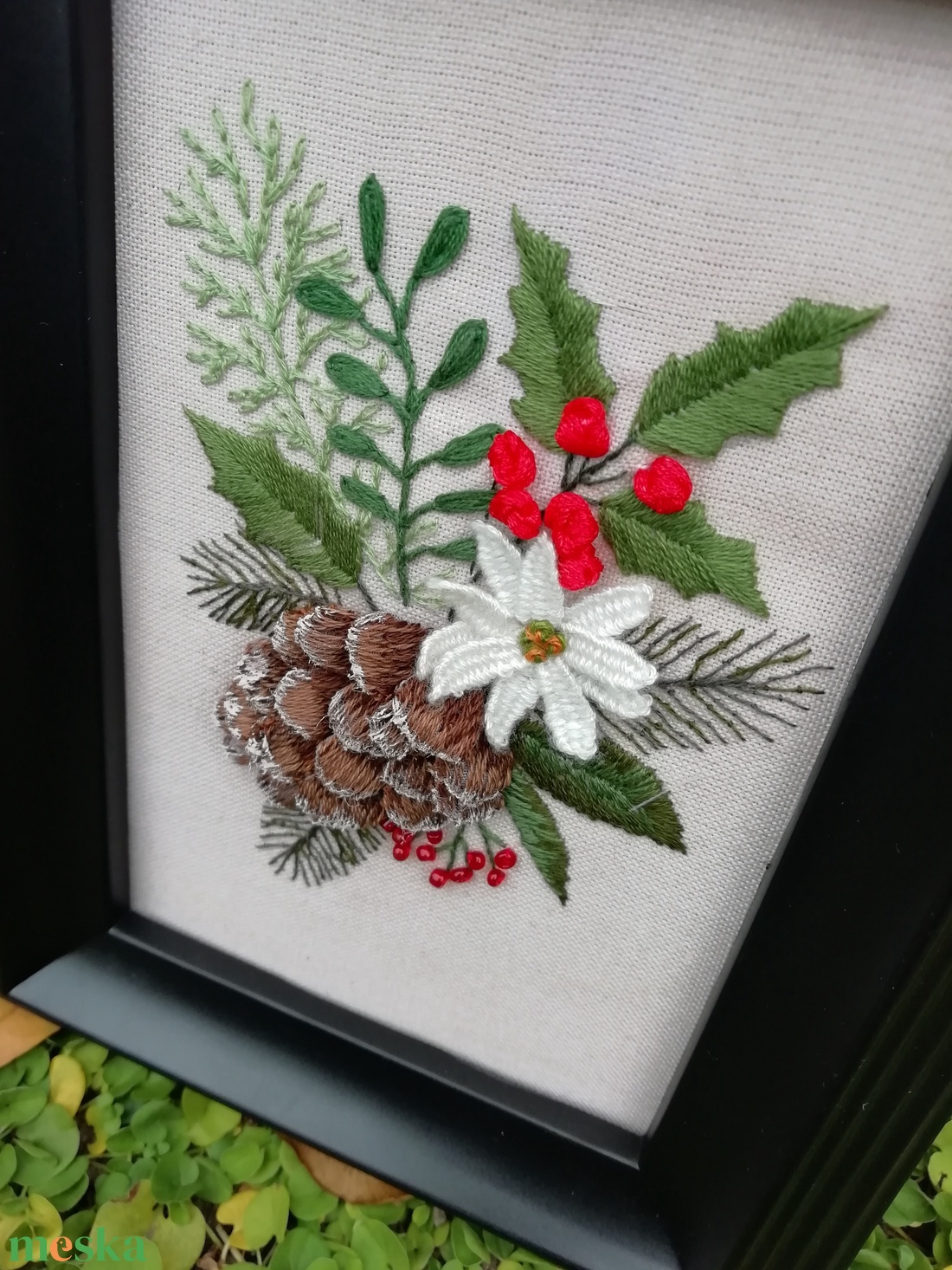 Különleges hímzett kép - karácsony - karácsonyi lakásdekoráció - karácsonyi lakásdíszek - Meska.hu