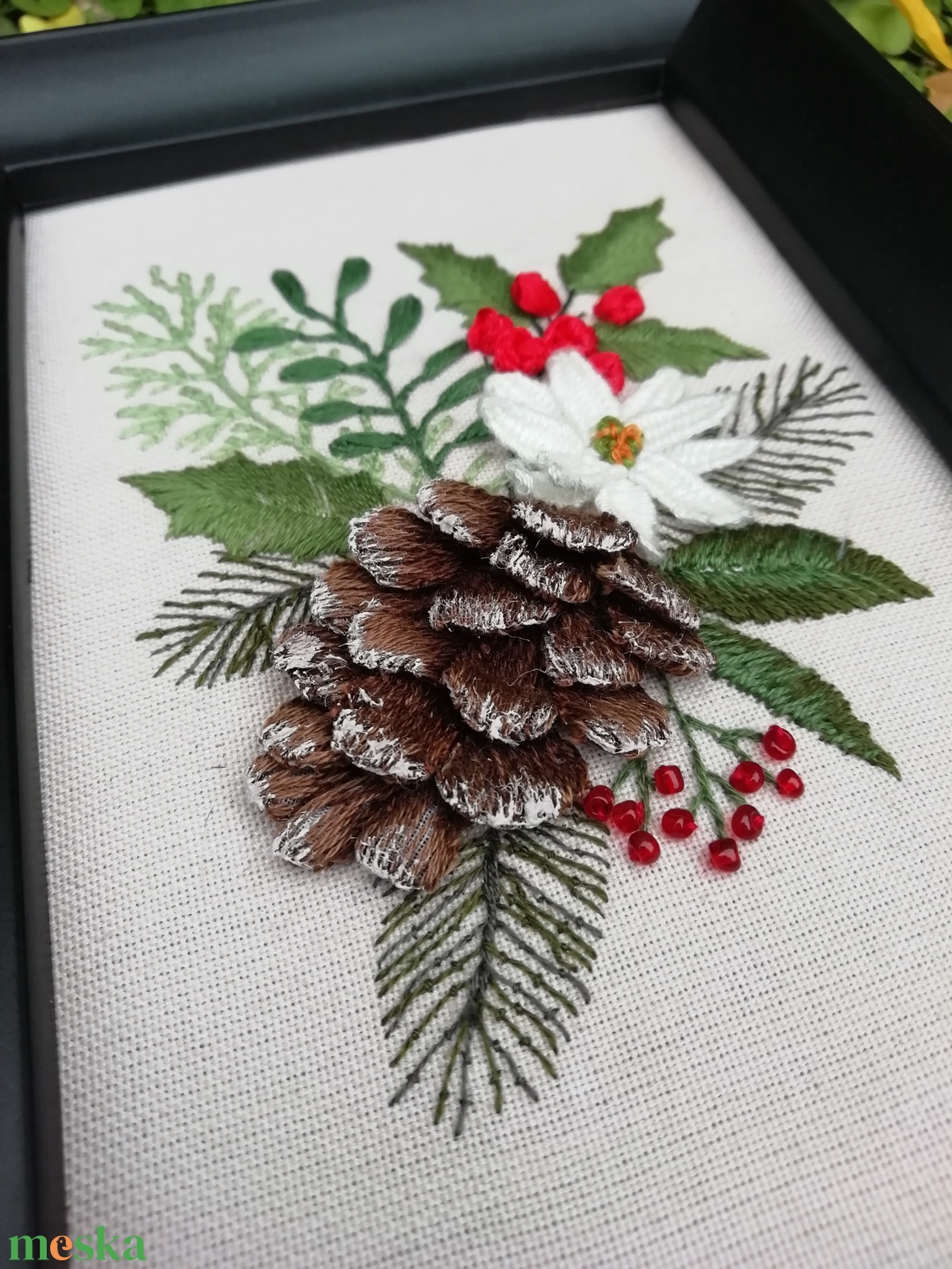 Különleges hímzett kép - karácsony - karácsonyi lakásdekoráció - karácsonyi lakásdíszek - Meska.hu