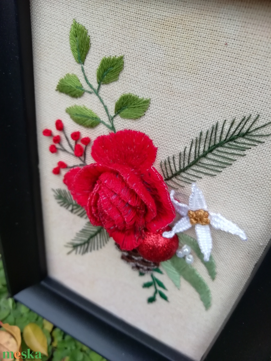 Különleges hímzett kép - karácsony - karácsonyi lakásdekoráció - karácsonyi lakásdíszek - Meska.hu