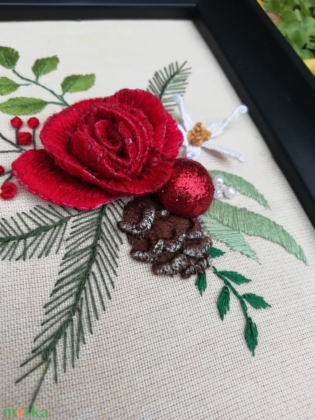 Különleges hímzett kép - karácsony - karácsonyi lakásdekoráció - karácsonyi lakásdíszek - Meska.hu