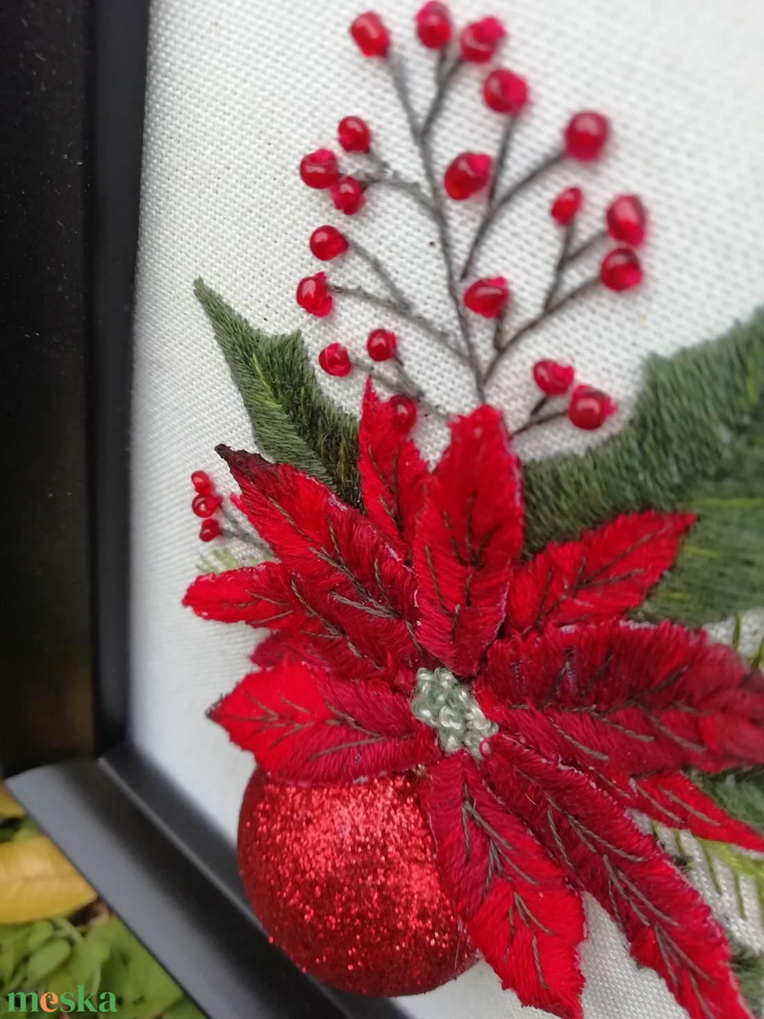 Különleges hímzett kép - karácsony - karácsonyi lakásdekoráció - karácsonyi lakásdíszek - Meska.hu
