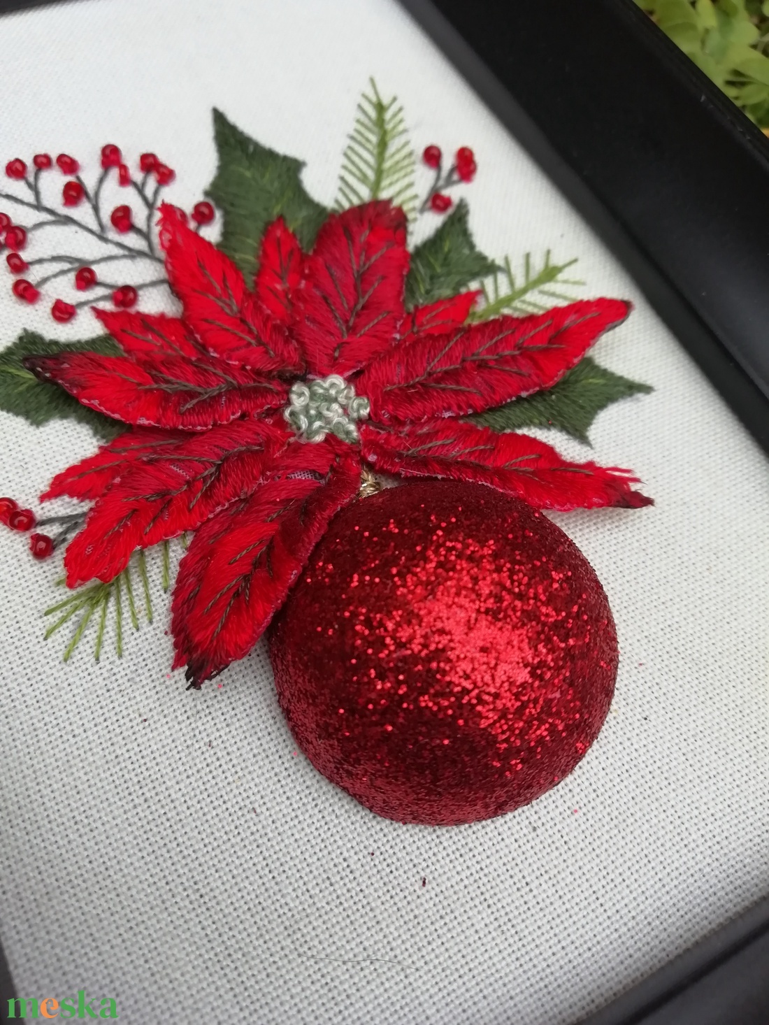 Különleges hímzett kép - karácsony - karácsonyi lakásdekoráció - karácsonyi lakásdíszek - Meska.hu