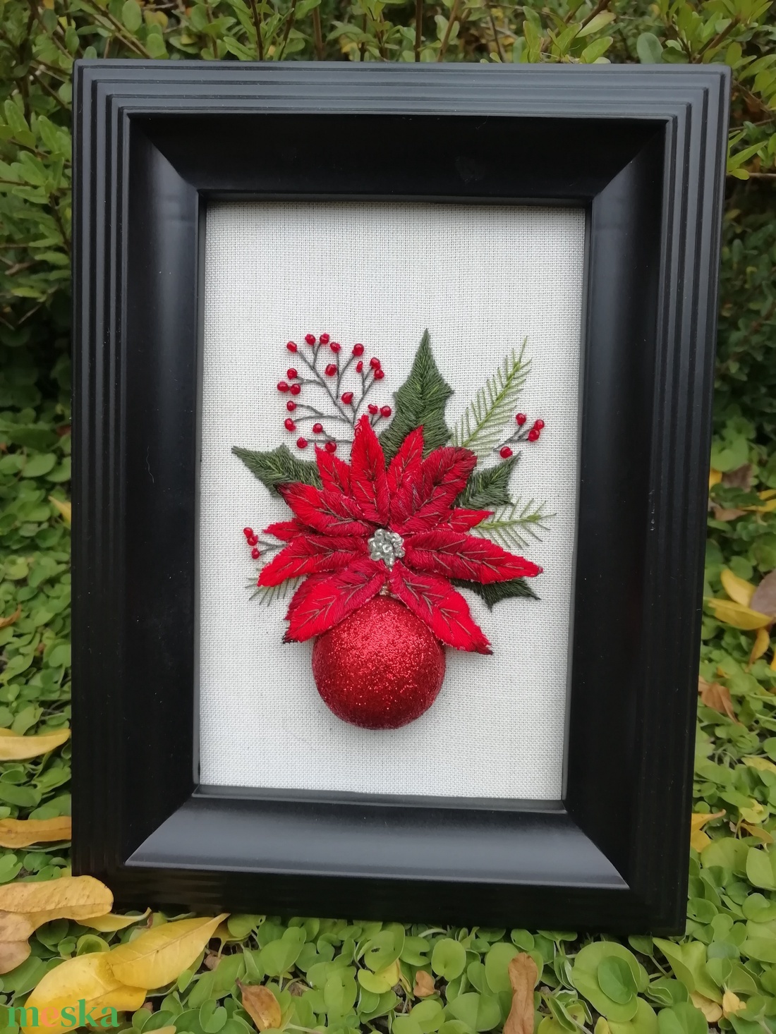 Különleges hímzett kép - karácsony - karácsonyi lakásdekoráció - karácsonyi lakásdíszek - Meska.hu