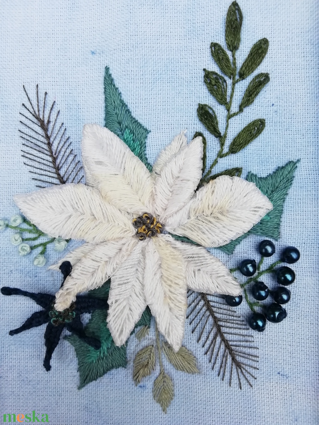 Különleges hímzett kép - karácsony - karácsonyi lakásdekoráció - karácsonyi lakásdíszek - Meska.hu