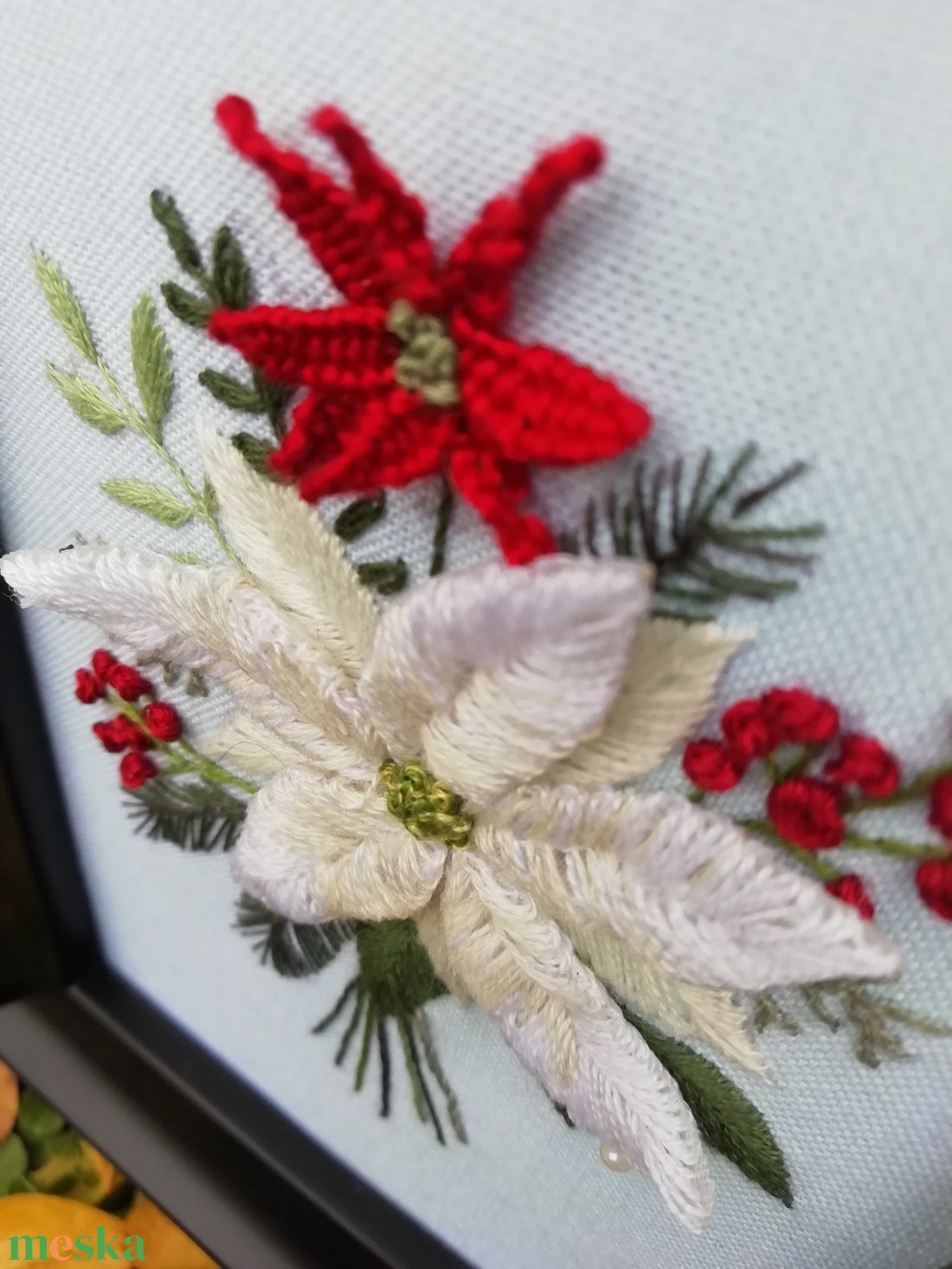 Különleges hímzett kép - karácsony - karácsonyi lakásdekoráció - karácsonyi lakásdíszek - Meska.hu