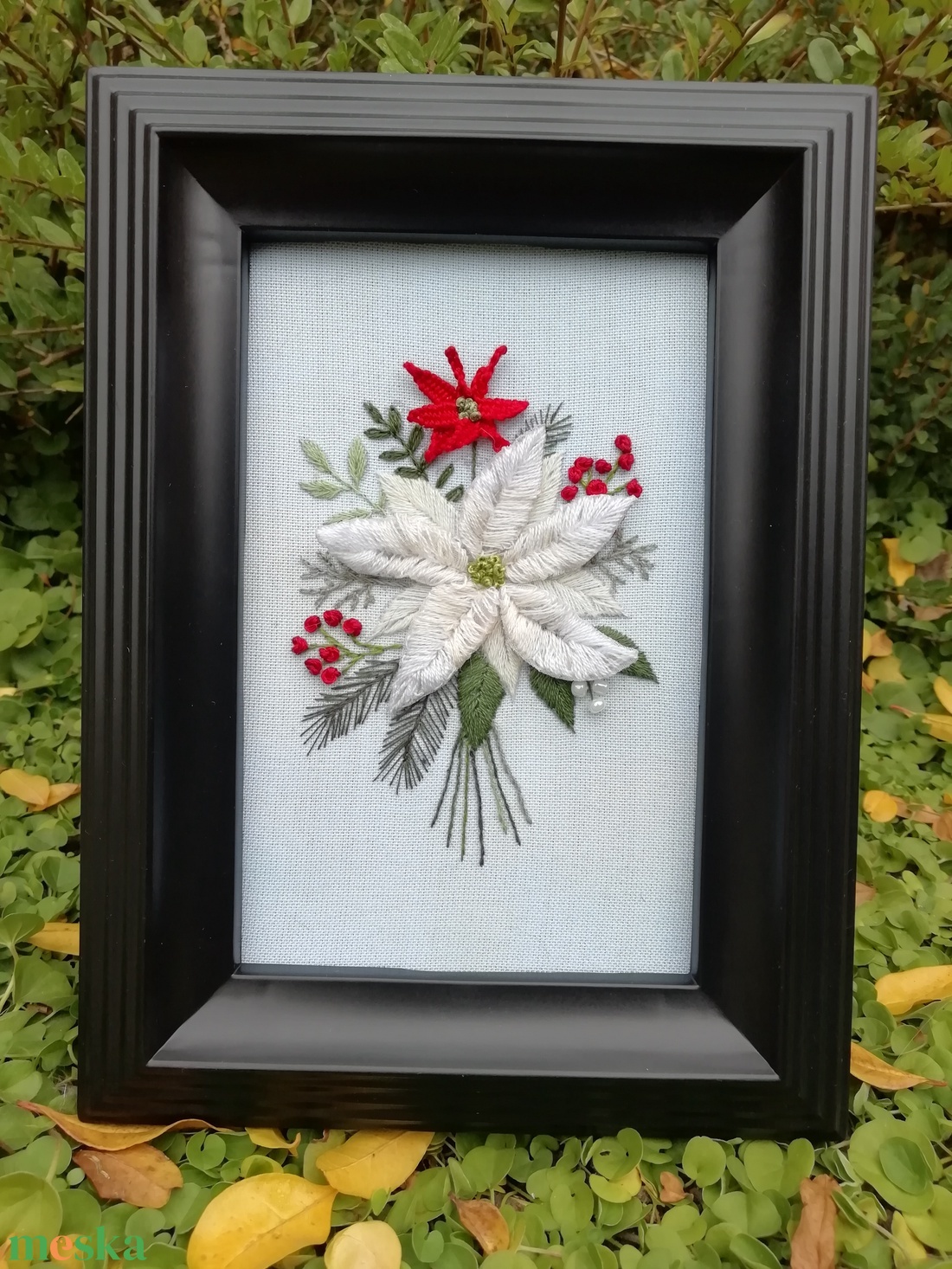 Különleges hímzett kép - karácsony - karácsonyi lakásdekoráció - karácsonyi lakásdíszek - Meska.hu