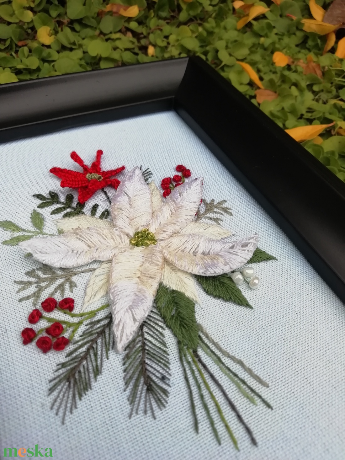 Különleges hímzett kép - karácsony - karácsonyi lakásdekoráció - karácsonyi lakásdíszek - Meska.hu