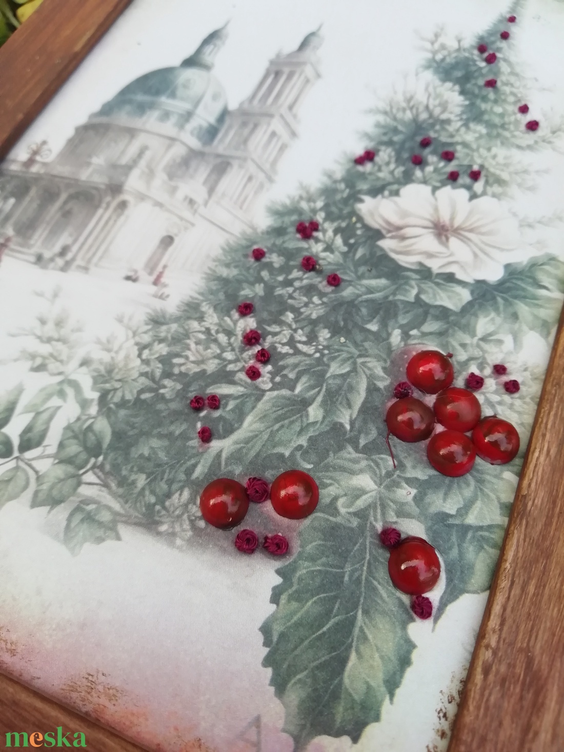 Különleges hímzett kép - karácsony - karácsonyi lakásdekoráció - karácsonyi lakásdíszek - Meska.hu