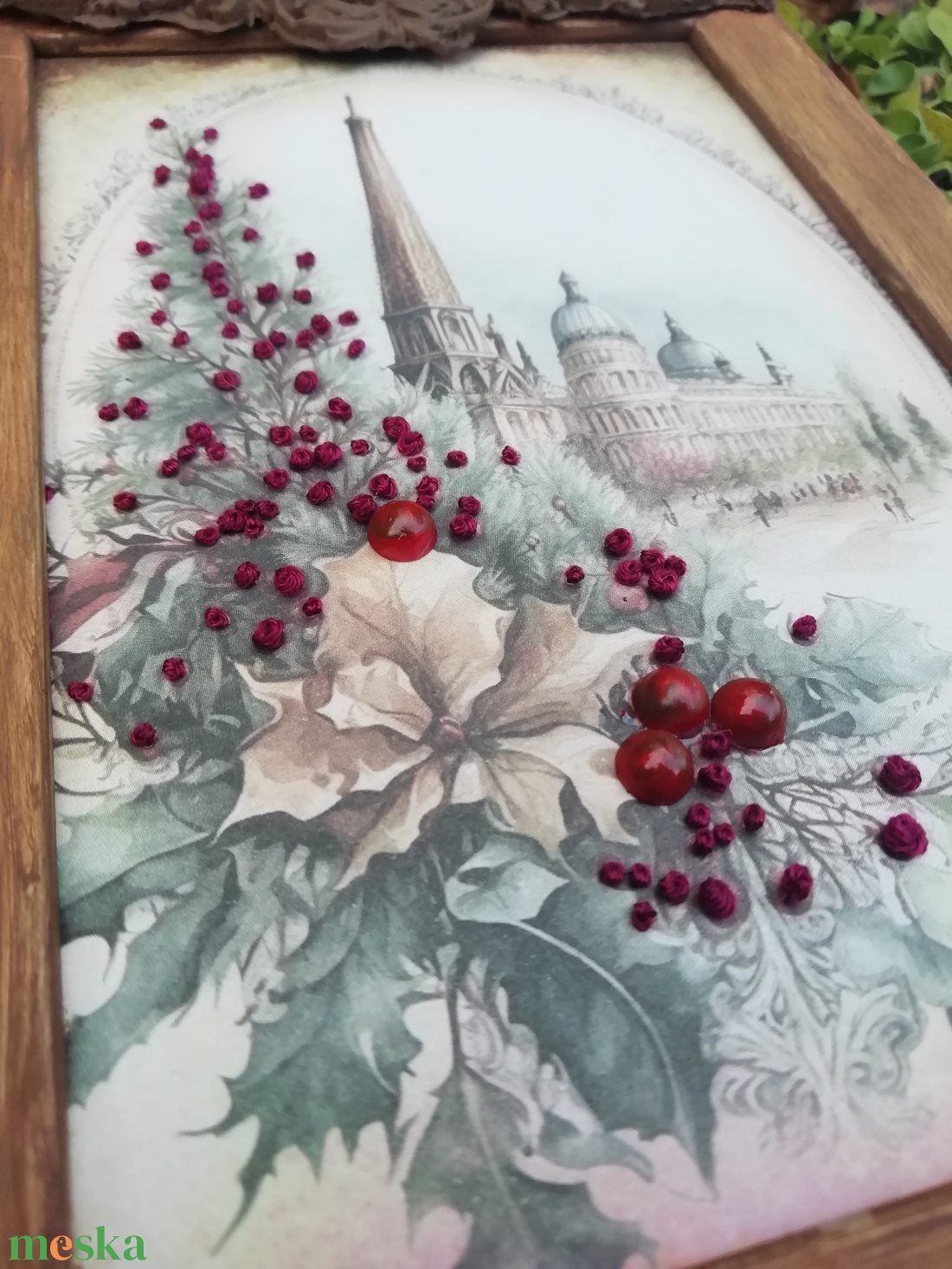 Különleges hímzett kép - karácsony - karácsonyi lakásdekoráció - karácsonyi lakásdíszek - Meska.hu