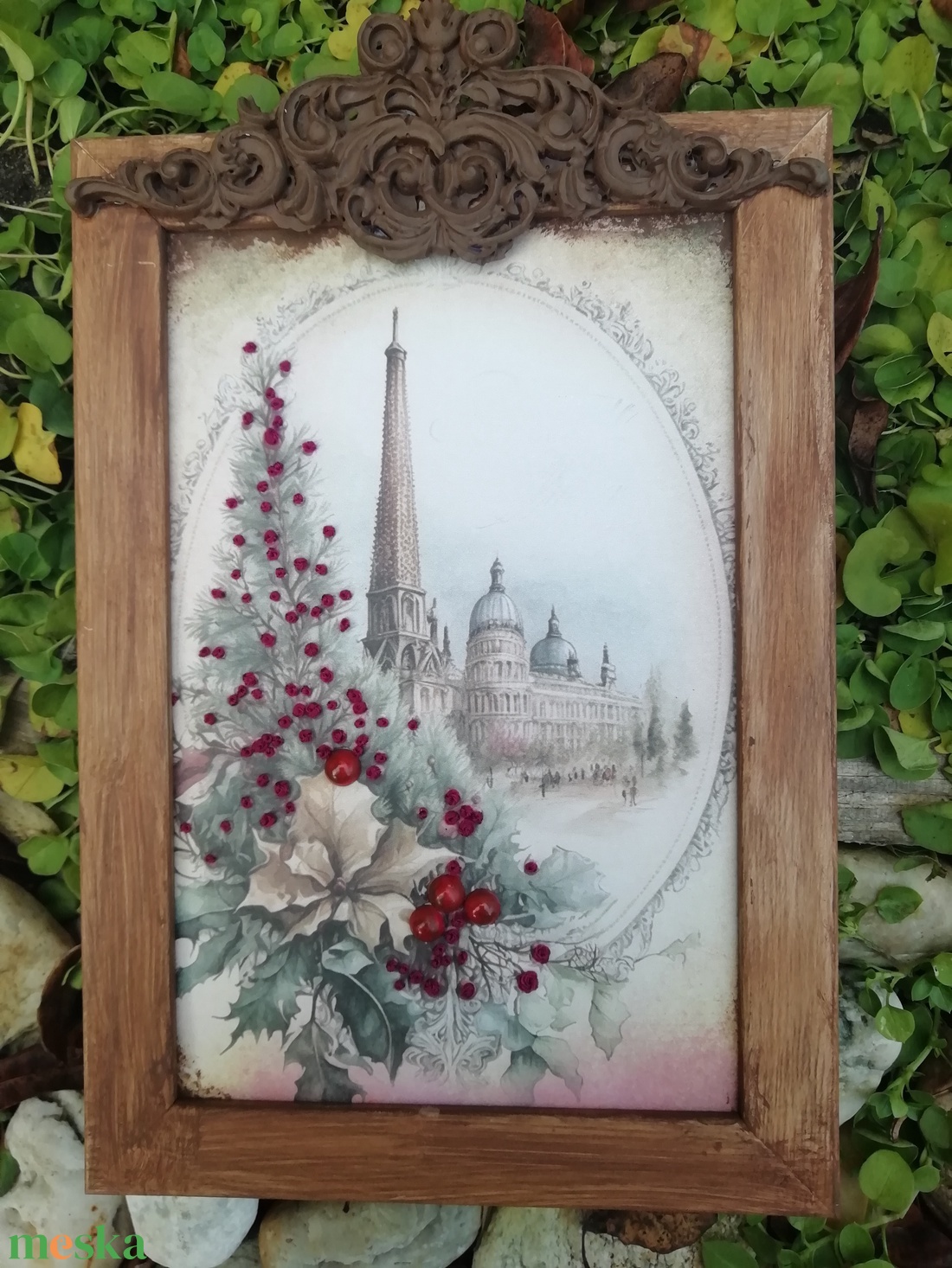 Különleges hímzett kép - karácsony - karácsonyi lakásdekoráció - karácsonyi lakásdíszek - Meska.hu