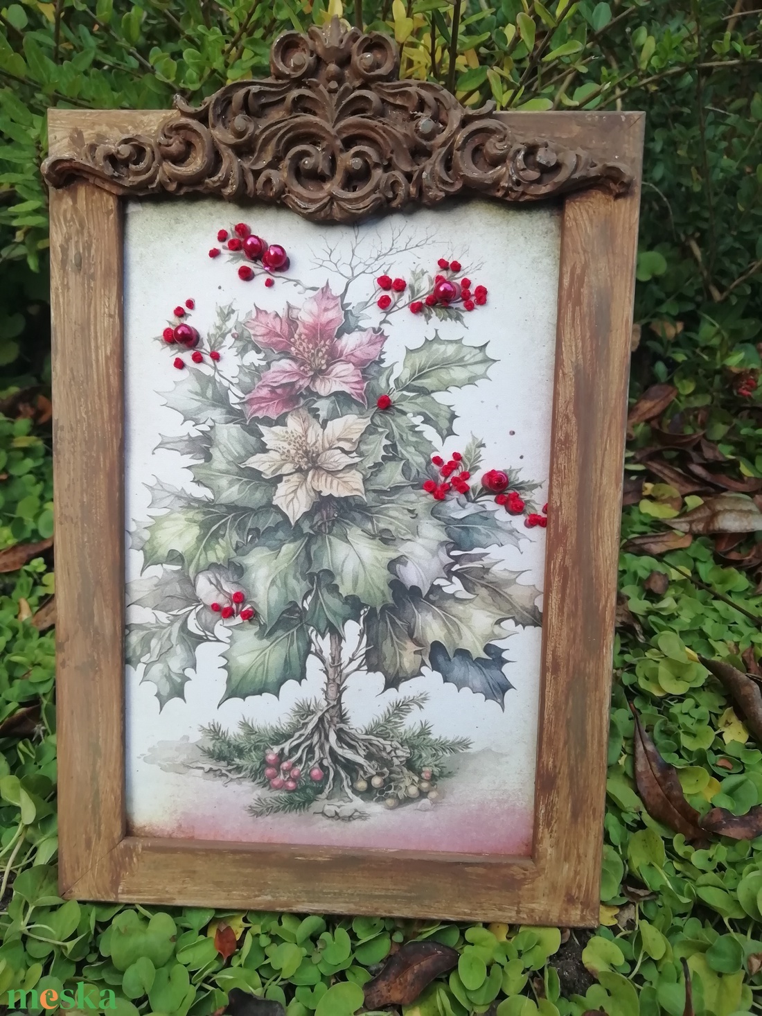 Különleges hímzett kép - karácsony - karácsonyi lakásdekoráció - karácsonyi lakásdíszek - Meska.hu