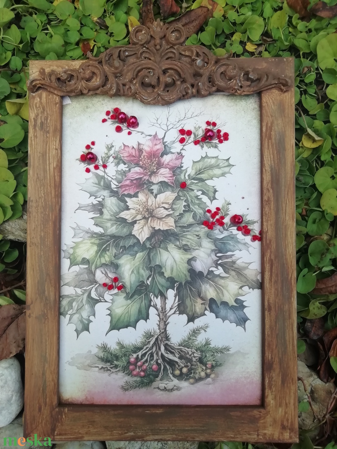 Különleges hímzett kép - karácsony - karácsonyi lakásdekoráció - karácsonyi lakásdíszek - Meska.hu