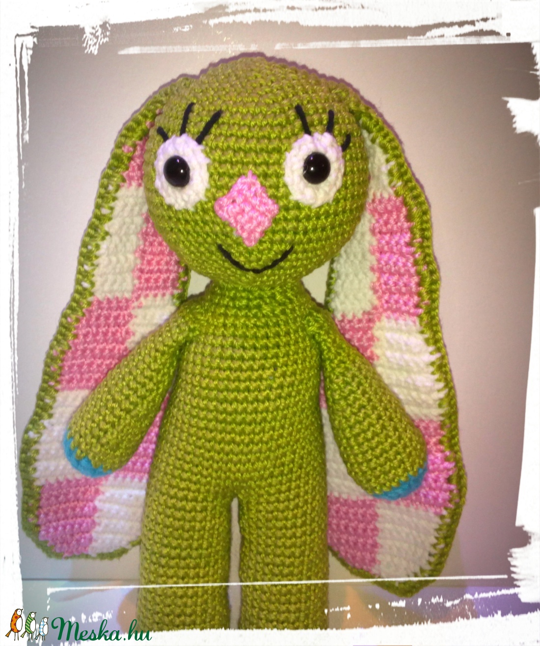 Kockásfülű nyúl - amigurumi - játék & sport - plüssállat & játékfigura - nyuszi - Meska.hu