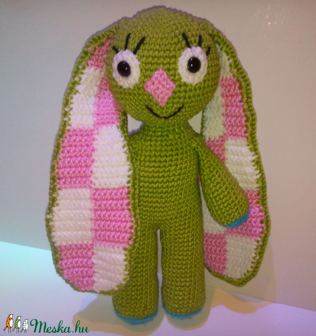 Kockásfülű nyúl - amigurumi - játék & sport - plüssállat & játékfigura - nyuszi - Meska.hu