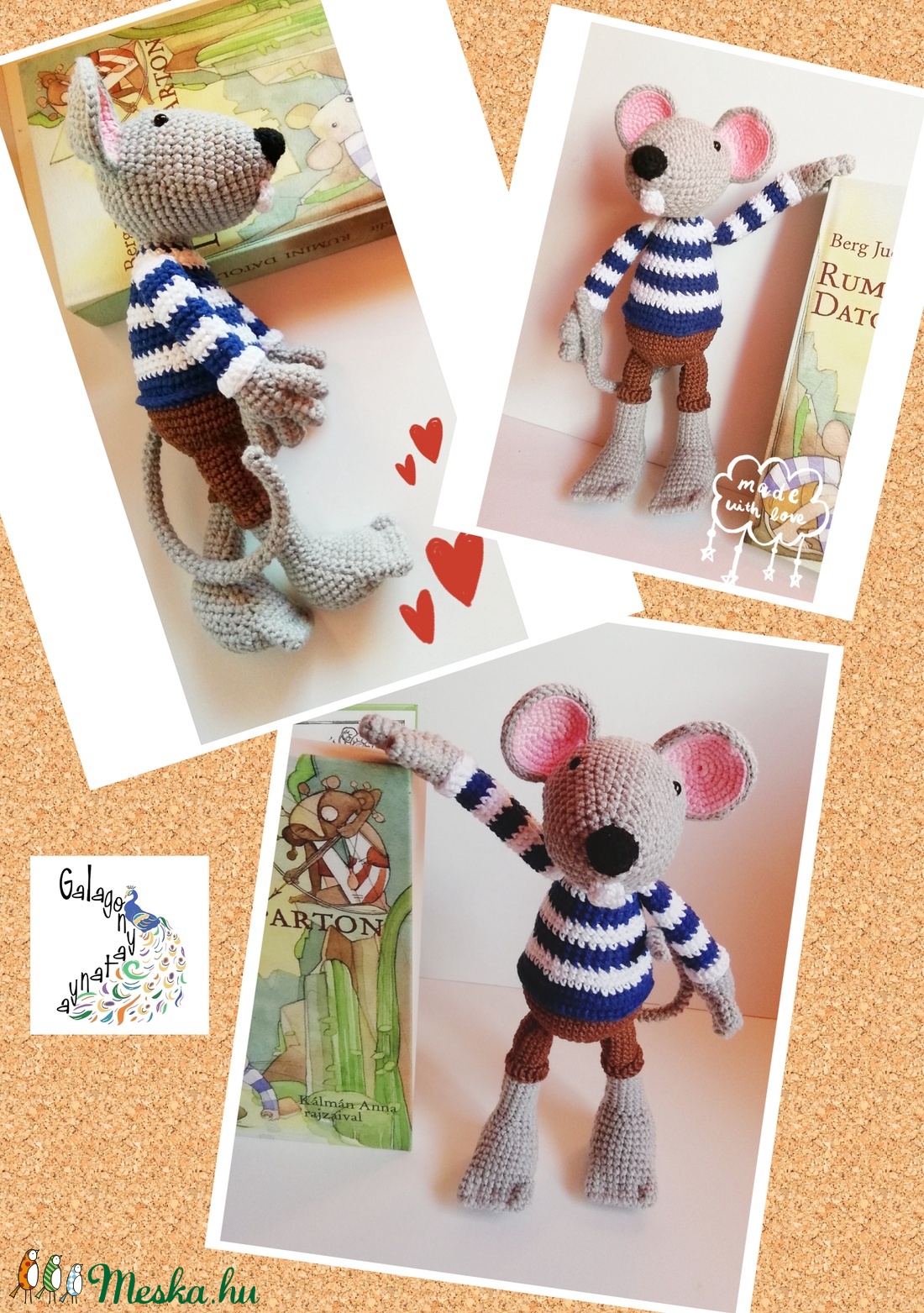 Rumini horgolt kisegér - horgolt amigurumi - játék & sport - plüssállat & játékfigura - egér - Meska.hu