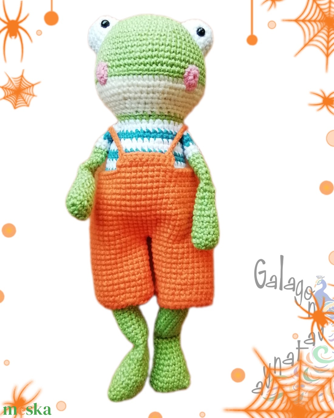 Sheldon a cuki béka - horgolt amigurumi - játék & sport - plüssállat & játékfigura - béka - Meska.hu