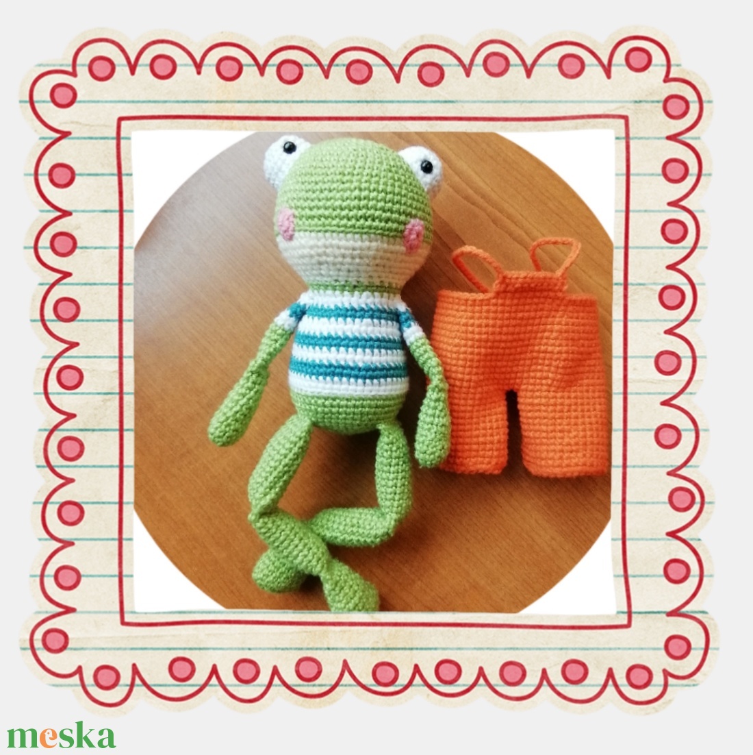 Sheldon a cuki béka - horgolt amigurumi - játék & sport - plüssállat & játékfigura - béka - Meska.hu