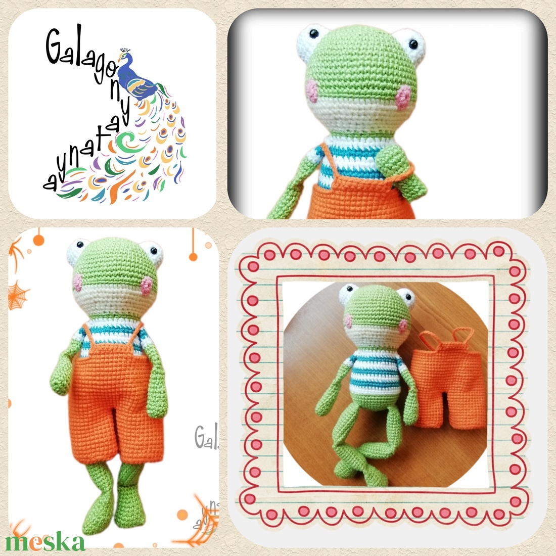 Sheldon a cuki béka - horgolt amigurumi - játék & sport - plüssállat & játékfigura - béka - Meska.hu
