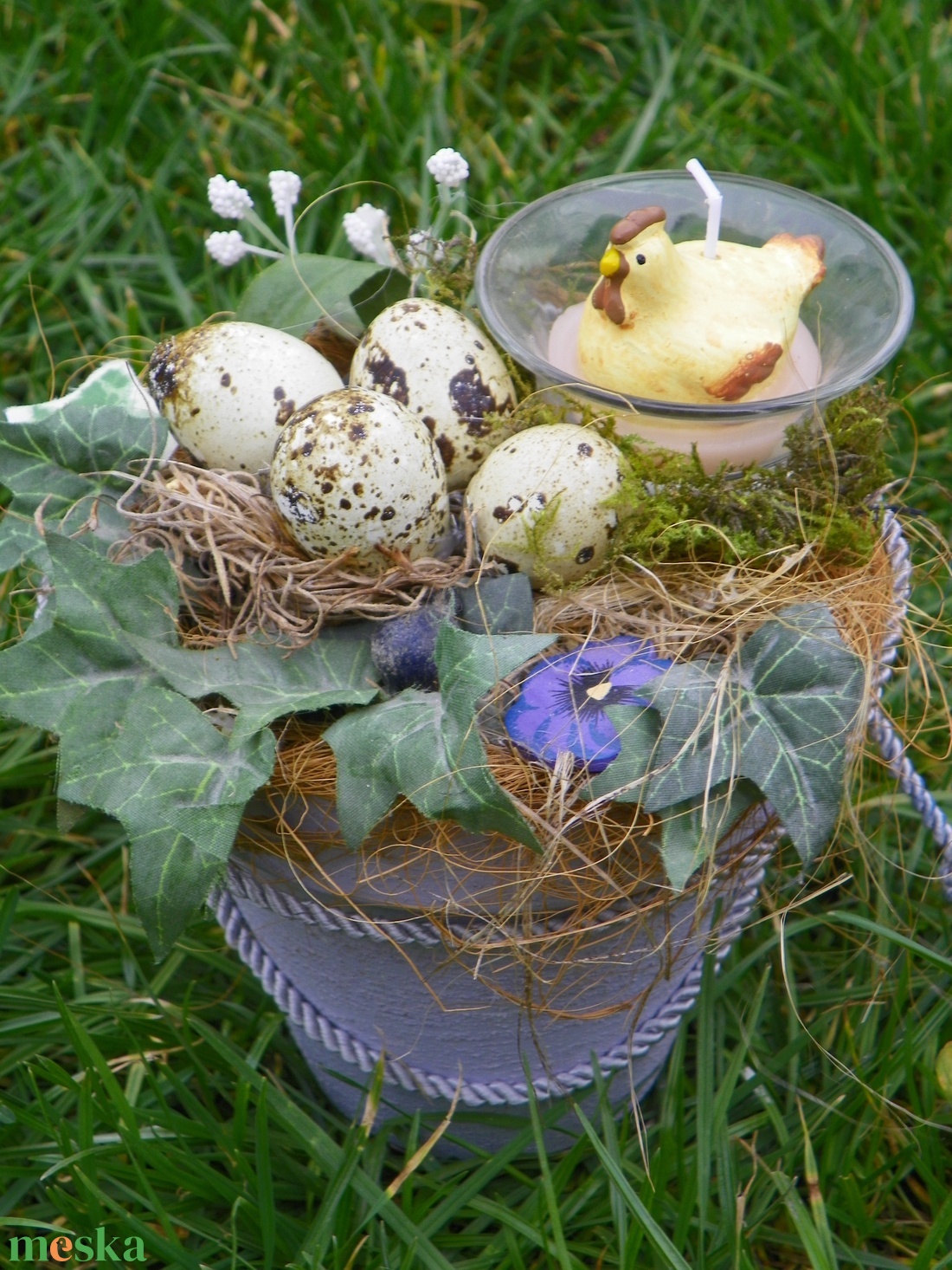 Húsvéti,nyuszis,mécseses,kakasos asztaldíszek - otthon & életmód - dekoráció - asztal és polc dekoráció - asztaldísz - Meska.hu