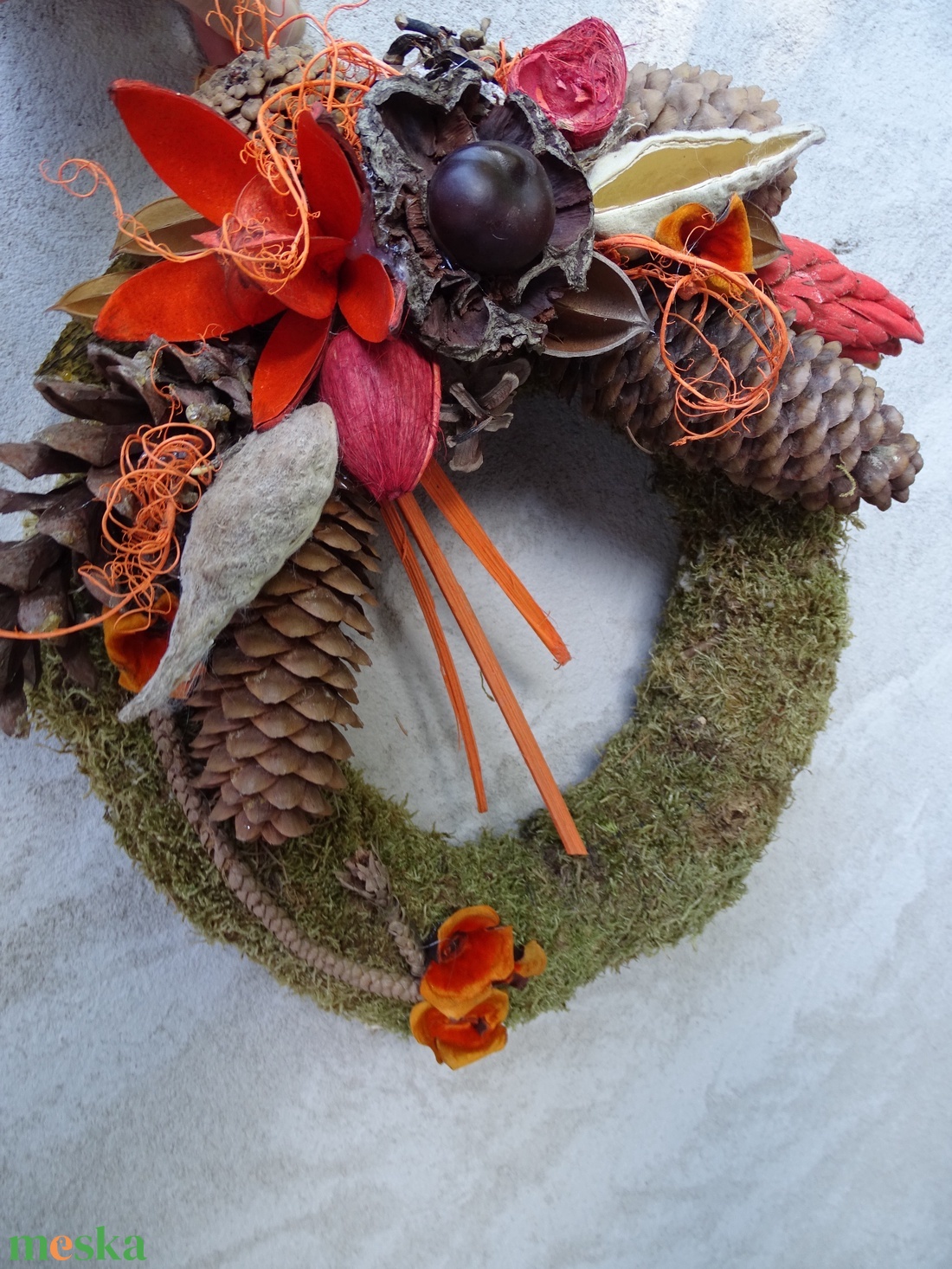 Sirdisz,Mindenszentek,halottak napja,Sírdísz,Kegyeleti dísz,koszorú-  ajándék kövirózsával - otthon & életmód - dekoráció - ajtó- és ablak dekoráció - ajtódísz & kopogtató - Meska.hu